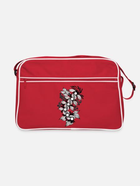 Black and White Flower Spiral - Retro Bag - red/white
