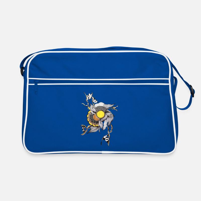 Fleur dessinée à la main Centre jaune Sac Retro