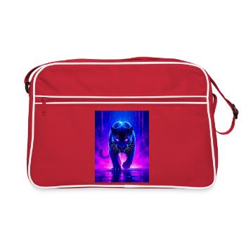Une panthère brille d’un rose néon féroce et d’un sapin violet - Sac Retro - rouge/blanc - Devant