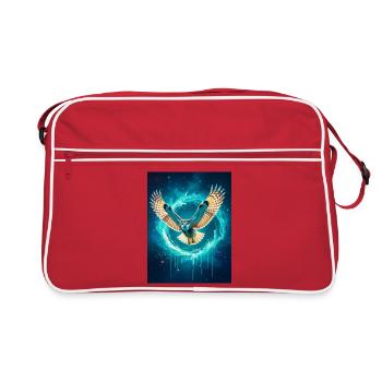 Un hibou luisant s’élève à travers les faisceaux rayonnants de gol - Sac Retro - rouge/blanc - Devant