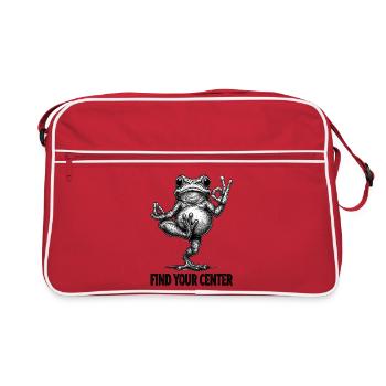 Find Your Center – Yoga Frog Illustration - Retro Bag - red/white - Front