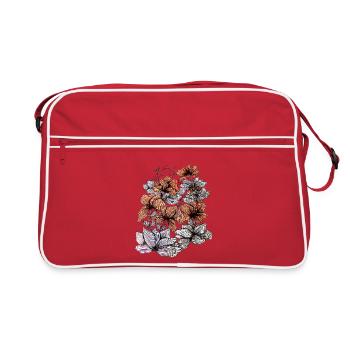 Lignes de fleurs brun gris – Design floral - Sac Retro - rouge/blanc - Devant