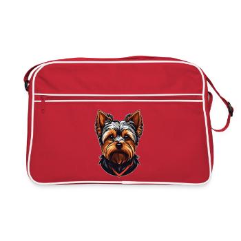 Yorkshire Terrier – Petit héros loyal - Sac Retro - rouge/blanc - Devant