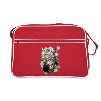Organic line art with gold accents - Retro Bag - red/white - Front