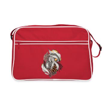 Black and white sheets with gold accents - Retro Bag - red/white - Front