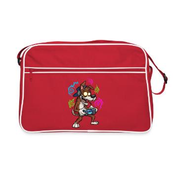Chien gamer de style néon Wolf Gaming pour joueur - Sac Retro - rouge/blanc - Devant