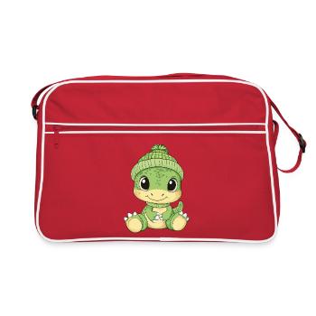 Dessin animé Animaux de dinosaures mignons et mignons - Sac Retro - rouge/blanc - Devant