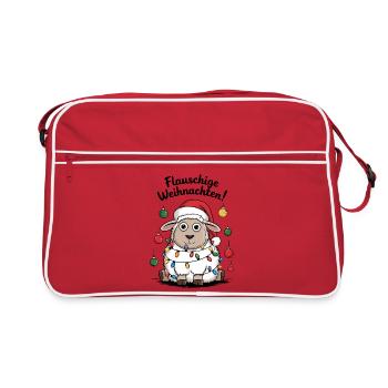 Schaf Flauschige Weihnachten Schäfer lustig  - Retro Tasche - Rot/Weiß - Vorne
