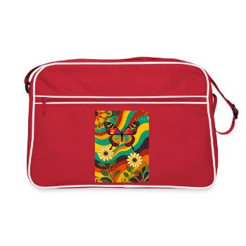 Psychedelic Butterfly Garden aux couleurs groovy - Sac Retro - rouge/blanc - Devant