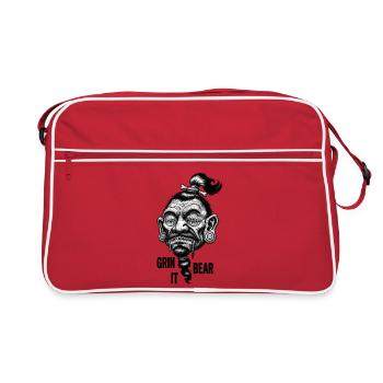 Grin 'et' Bear It – Dark Comic Tribal Skull Art - Sac Retro - rouge/blanc - Devant