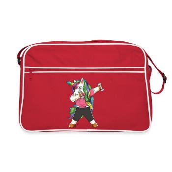 Dabbing Fitness Gym Unicorn Bodybuilder Gewichtheben - Retro Tasche - Rot/Weiß - Vorne