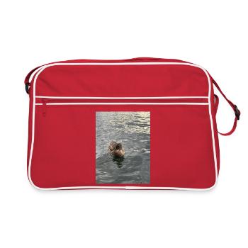 Un canard sur une eau calme - Sac Retro - rouge/blanc - Devant