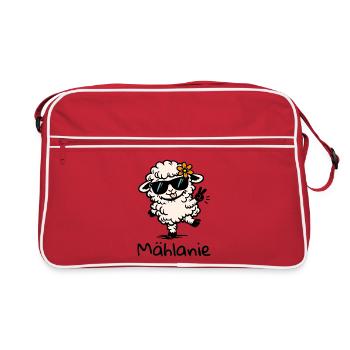Mählanie Funny Sheep Pun Melanie Name - Retro Bag - red/white - Front