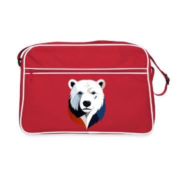 Geometric Polar Bear Color Split - Retro Bag - red/white - Front