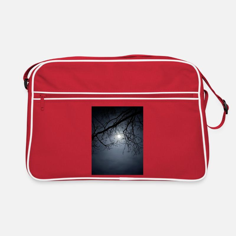 Moonlight silhouette with branches Retro Bag