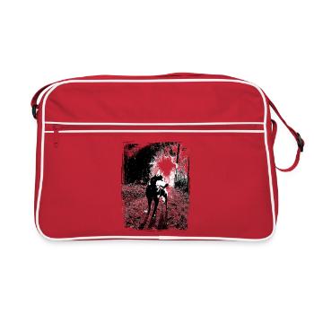 Night Forest Dog Motif - Retro Bag - red/white - Front