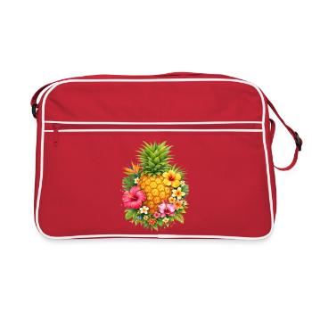 Ananas tropical avec des fleurs - Sac Retro - rouge/blanc - Devant