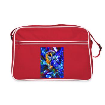 Chouette néon en lumière psychédélique - Sac Retro - rouge/blanc - Devant