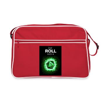 Just Roll With It Retro D20 Green Dice - Retro Tasche - Rot/Weiß - Vorne
