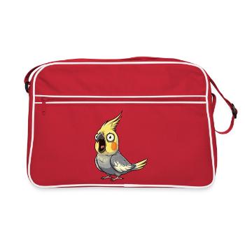 Yellow Cockatiel Riot - Retro Bag - red/white - Front