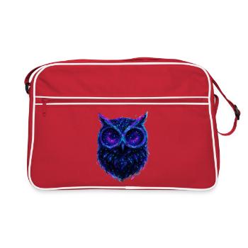 Eule / Galaktische Eule: Nachtnebel - Retro Tasche - Rot/Weiß - Vorne