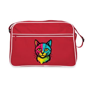 Cat Pop Art - Wildstyle Splatter Graffiti Streetw - Retro Bag - red/white - Front