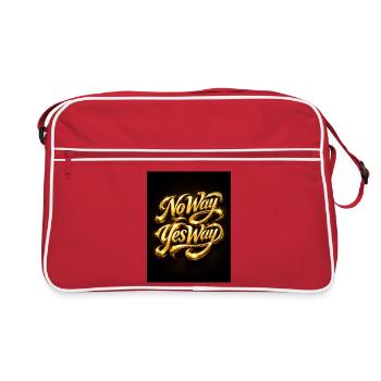 Golden No Way Yes Way Typografie - Retro Tasche - Rot/Weiß - Vorne