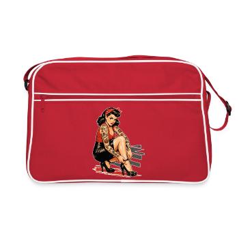 Tattoo Pin-Up: Retro Werbeprint & High Heels - Retro Tasche - Rot/Weiß - Vorne