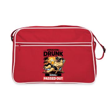 Sunset Pug Lounging Beer Tee - Retro Bag - red/white - Front