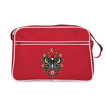Celestial Butterfly Moon Flowers Stars - Retro Bag - red/white - Front