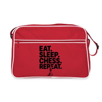 Iss. Schlaf. Schach. Wiederholen. - Retro Tasche - Rot/Weiß - Vorne