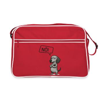 Dackel sagt NÖ! – Sturheit mit Stil - Retro Tasche - Rot/Weiß - Vorne