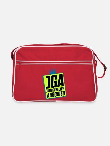 Junggesellenabschied JGA Neon Design - Retro Tasche - Rot/Weiß - Vorne