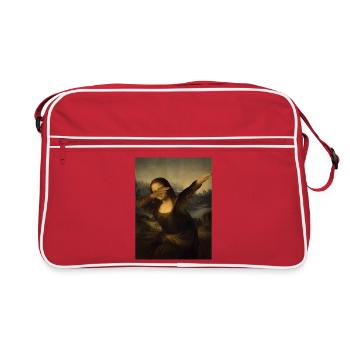 Mona Lisa betupfen Leonardo Da Vinci Mona Lisa - Retro Tasche - Rot/Weiß - Vorne