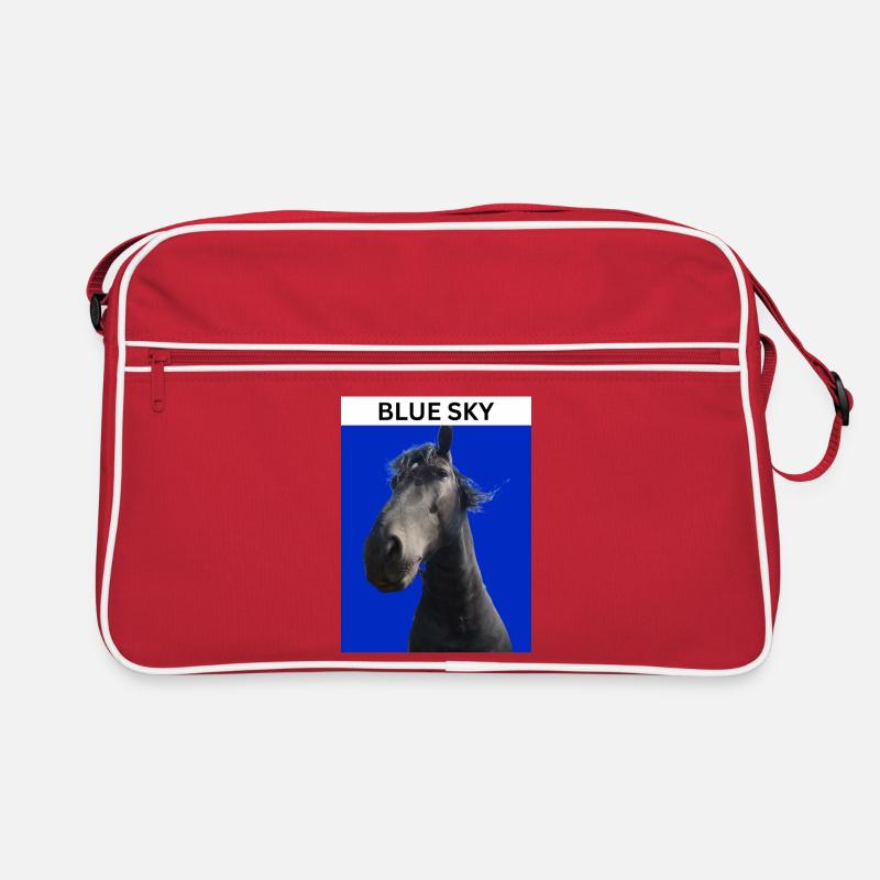 Blauer Himmel und Pferd Retro Tasche
