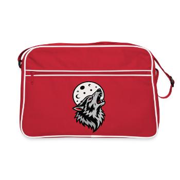 Loup hurlant sous pleine lune mystique - Sac Retro - rouge/blanc - Devant