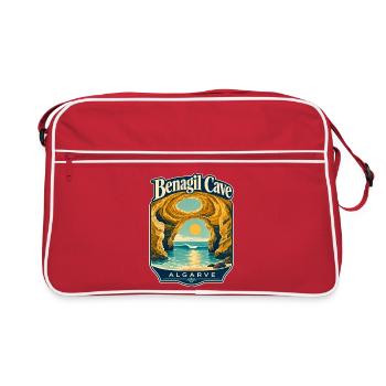 Benagil Cave Algarve Portugal Travel Souvenir - Retro Bag - red/white - Front