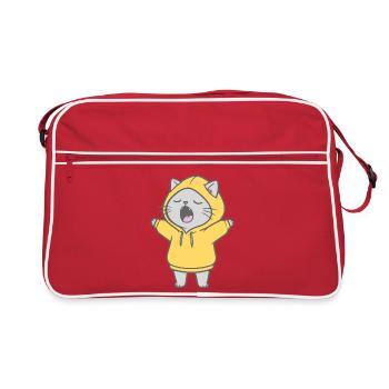 Chat en sweat à capuche - Sac Retro - rouge/blanc - Devant