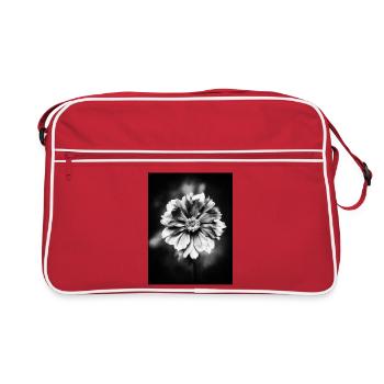 Black and white flower contrast - Retro Bag - red/white - Front