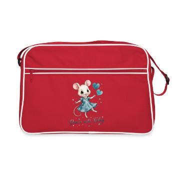 Souris dansante avec des ballons en forme de cœur - Sac Retro - rouge/blanc - Devant
