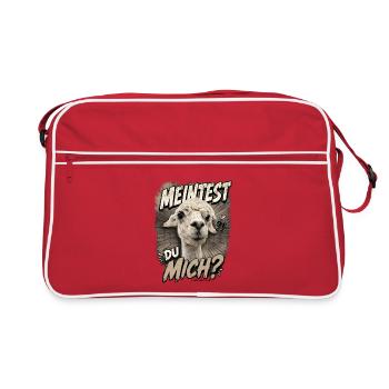 Alpaka Humor: Meintest du mich?! - Retro Tasche - Rot/Weiß - Vorne
