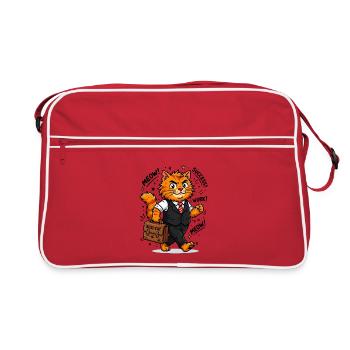 Hard-working business cat with briefcase - Retro Bag - red/white - Front