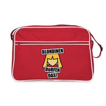 Blondinen Dürfen Das! (Blondine / Blond / V1 NEG) - Retro Tasche - Rot/Weiß - Vorne