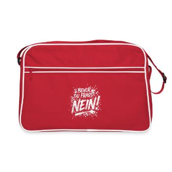 Bevor du fragst Nein lustige Büro Sprüche - Retro Tasche - Rot/Weiß - Vorne