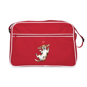 Cadeau pour chien Corgi Happy Heart - Sac Retro - rouge/blanc - Devant