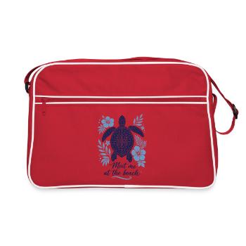 Retrouve-moi à la plage – Tortue dans le style Mandala - Sac Retro - rouge/blanc - Devant