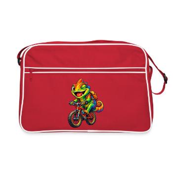 Chameleon on the bike - Retro Bag - red/white - Front