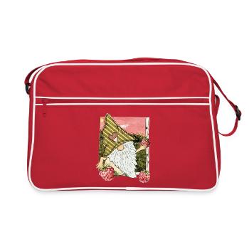 Garden gnome with raspberries - Retro Bag - red/white - Front