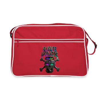 Crâne de néon pirate rave - Sac Retro - rouge/blanc - Devant