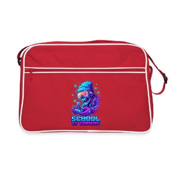 School Is Coming Neon Zombie Gamer Winter Beanie - Retro Bag - red/white - Front